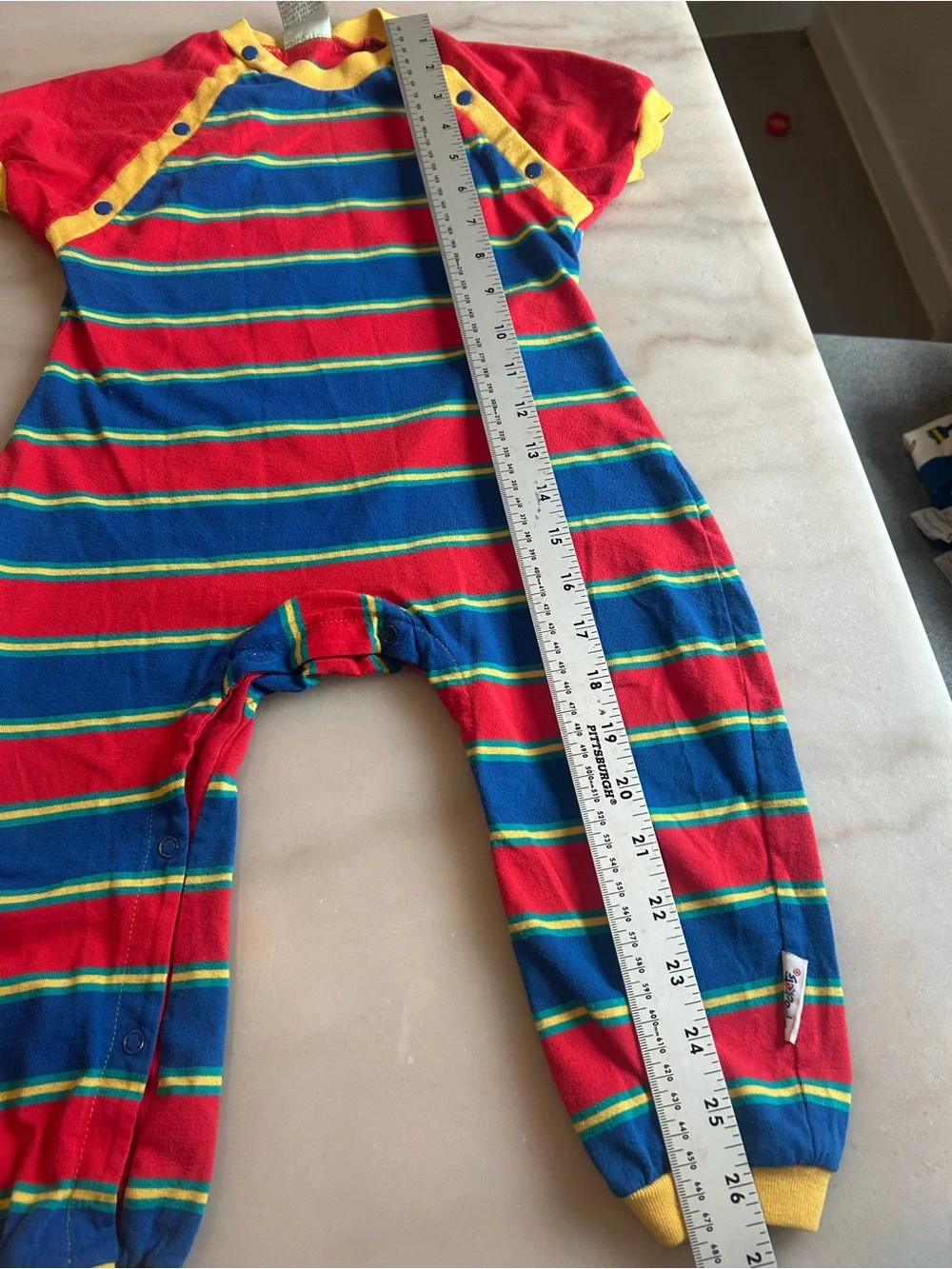 Vintage Sprockets Mervyn's Primary Color Striped Jumpsuit Romper 18 month